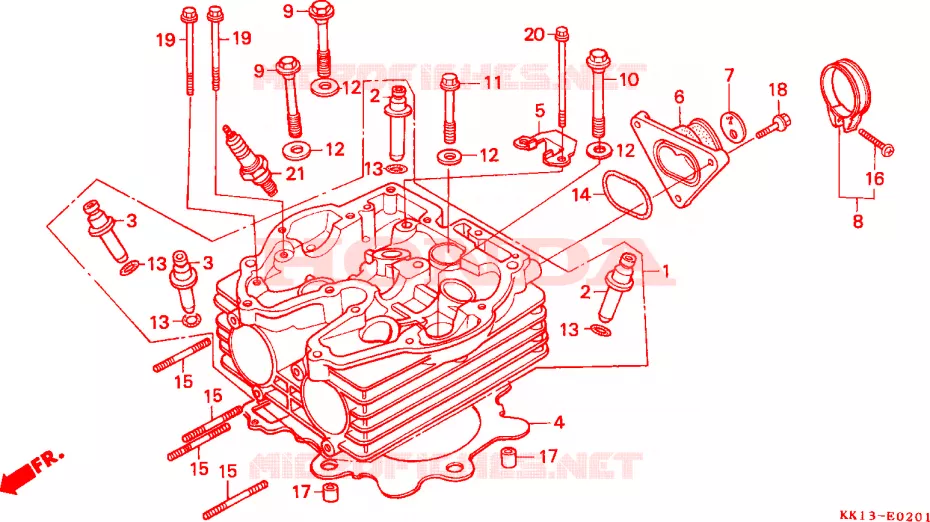 CYLINDER HEAD (XR250RG/RH/RJ/RK/RL/RM) Honda MOTO 250 XR 1987  XR250RH