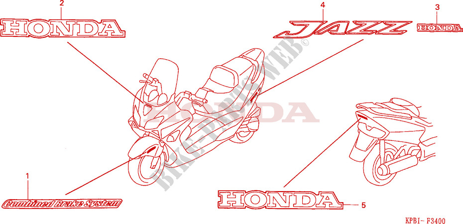 STICKERS for Honda JAZZ 250 2004
