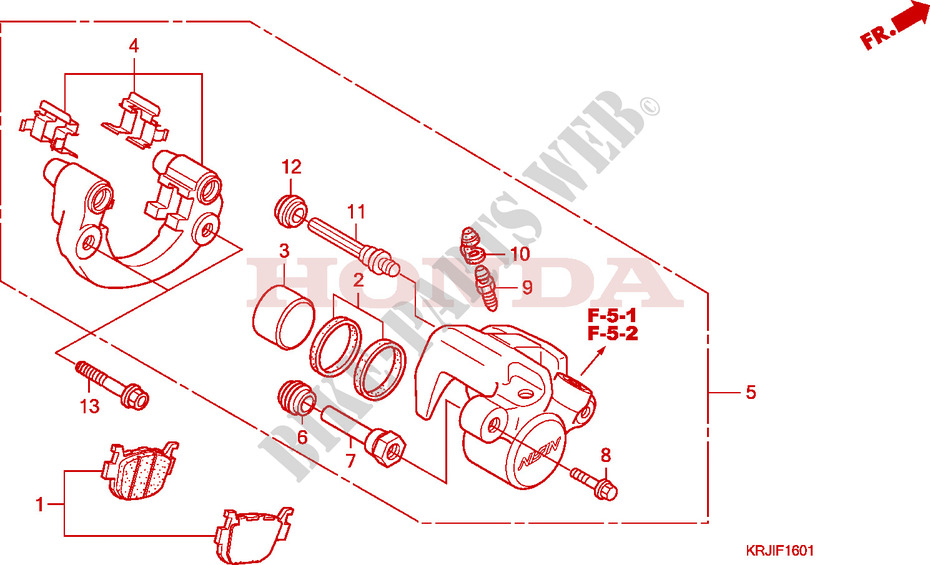 REAR BRAKE CALIPER (FES1257/A7)(FES1507/A7) for Honda S WING 150 FES SPECIAL 2007