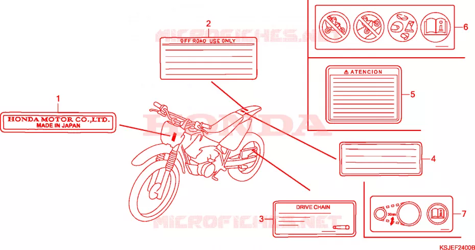 CAUTION LABEL Honda MOTO 80 CRF 2011  CRF80F9
