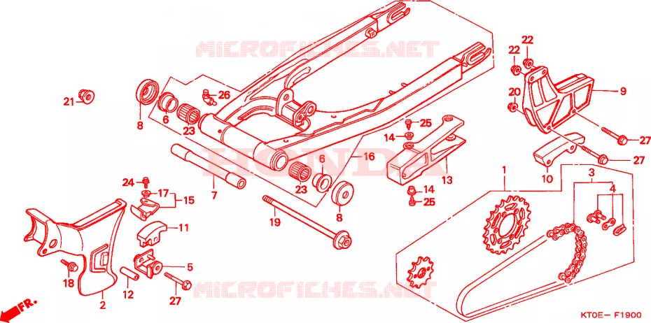 SWINGARM - CHAIN CASE Honda MOTO 200 XR 2001  XR200R1