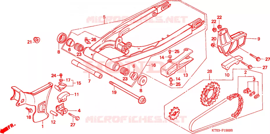 SWINGARM - CHAIN CASE Honda MOTO 200 XR 1996  XR200RT