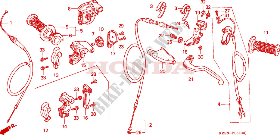LEVER   SWITCH   CABLE for Honda CR 250 R 1996