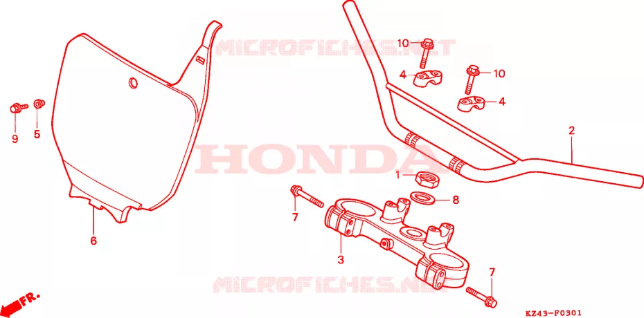 HANDLE PIPE/TOP BRIDGE (CR125RS/RT/RV) Honda MOTO 125 CR 1997  CR125RV