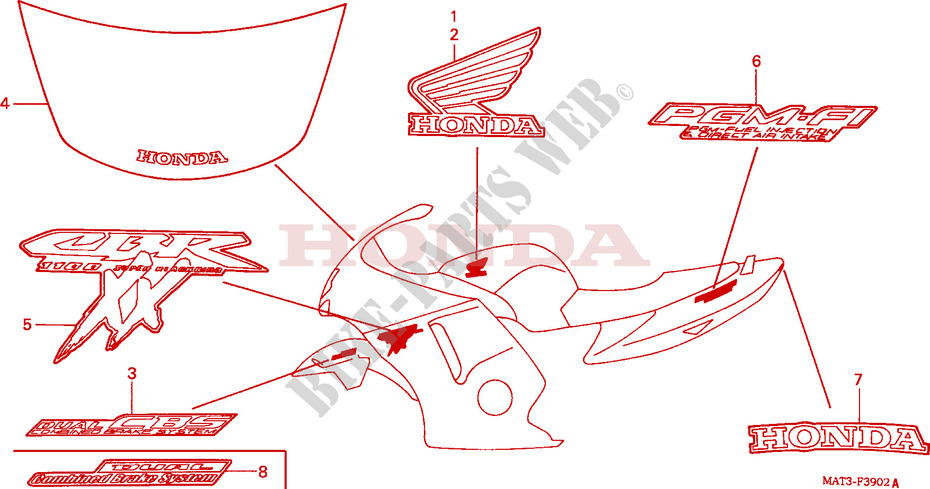 STRIPE/MARK (X/Y/1/2/3/4) for Honda CBR 1100 SUPER BLACKBIRD 2001
