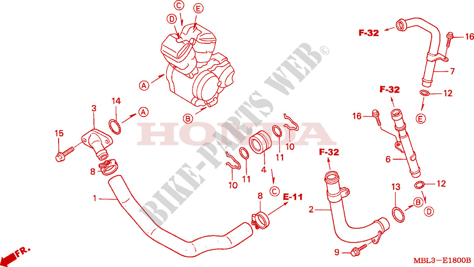 WATER HOSE for Honda DEAUVILLE 650 34HP 2002
