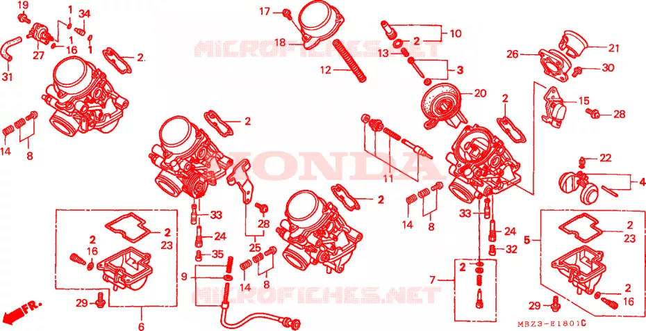 CARBURETOR (COMPONENT PARTS) Honda MOTO 600 HORNET 2002  CB600F21