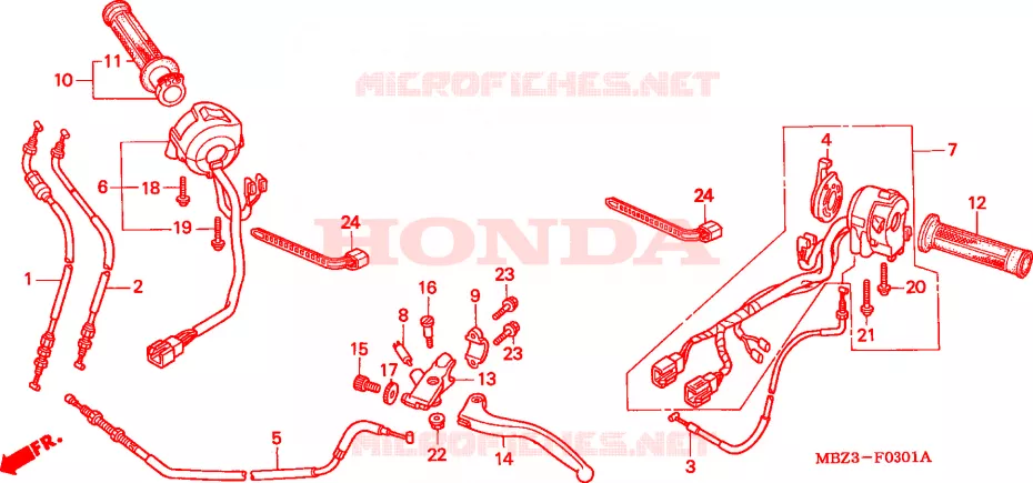 LEVER - SWITCH - CABLE (2) Honda MOTO 600 HORNET 2003  CB600F21