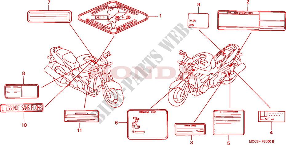 CAUTION LABEL for Honda CB 1100 X11 2001