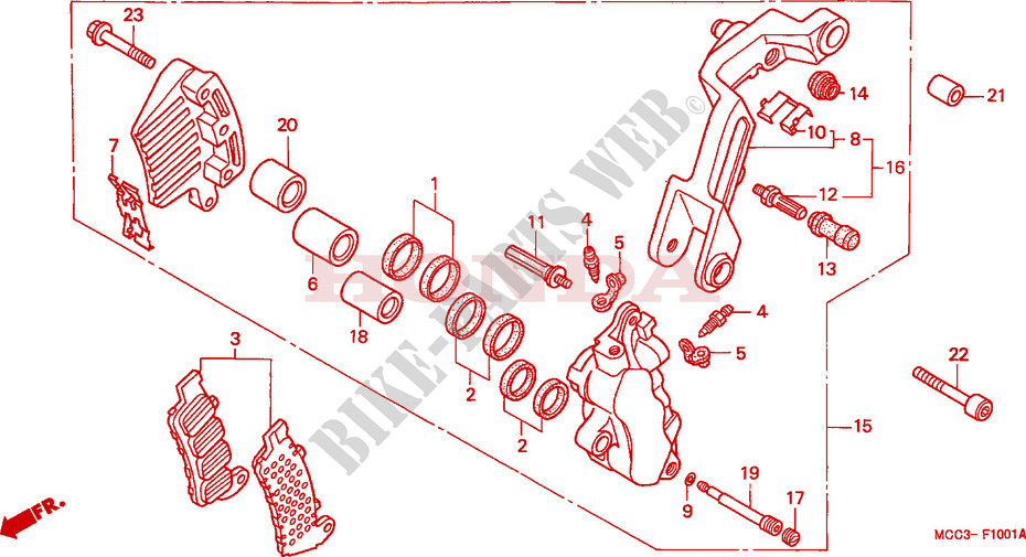 FRONT BRAKE CALIPER (2) for Honda CB 1100 X11 2000