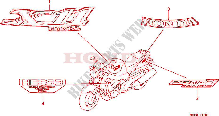STICKERS for Honda CB 1100 X11 2000