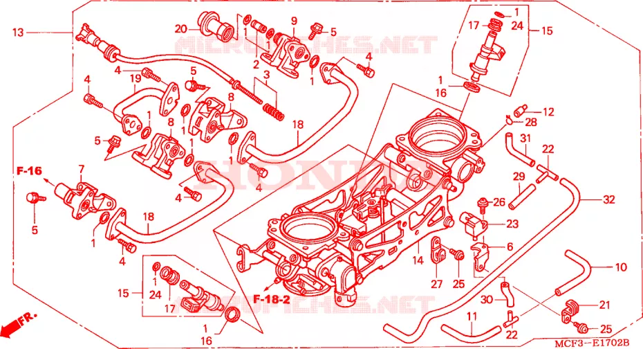 THROTTLE BODY (ASSY.) (VT R1000SP2/3/4/5/6) Honda MOTO 1000 SP 2005  VTR1000SP5
