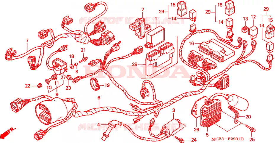 WIRE HARNESS (REAR) Honda MOTO 1000 SP 2004  VTR1000SP3
