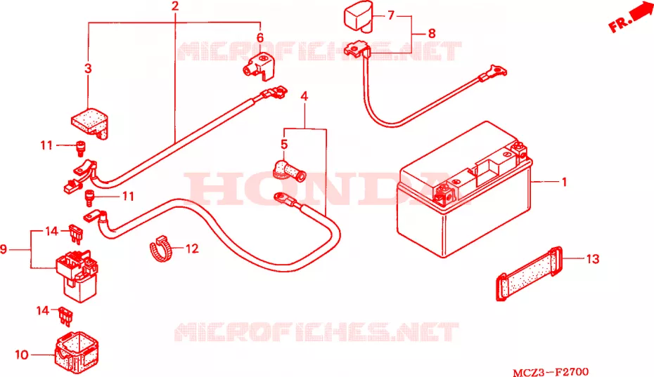 BATTERY Honda MOTO 900 HORNET 2007  CB900F5