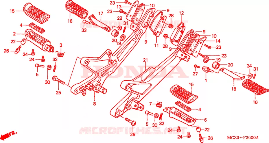 FOOTREST Honda MOTO 900 HORNET 2003  CB900F3_A