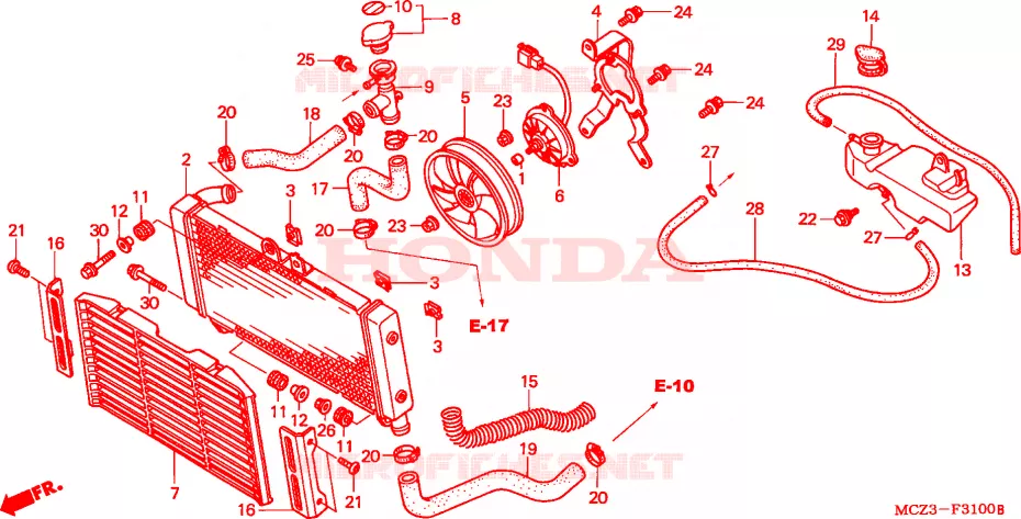 RADIATOR Honda MOTO 900 HORNET 2003  CB900F3_A