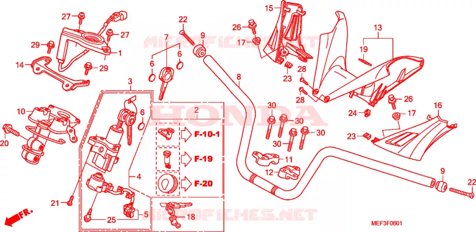 HANDLE PIPE/HANDLE COVER (FJS400D9/FJS400A) Honda SCOOTER 400 SILVERWING 2016  FJS400D9