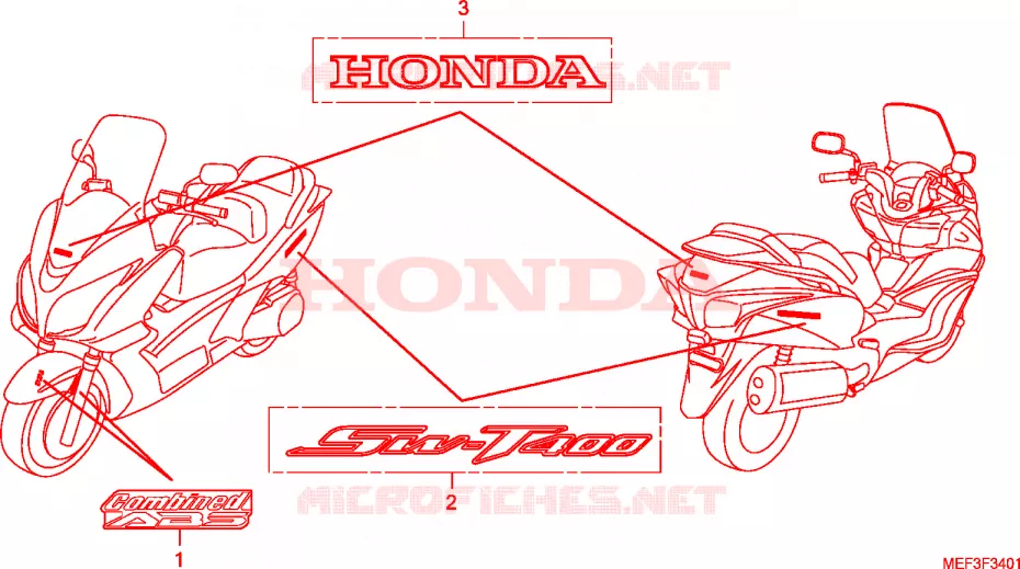 STICKERS (FJS400D9/FJS 400A) Honda SCOOTER 400 SILVERWING 2016  FJS400D9