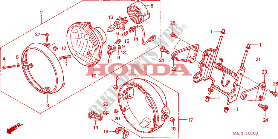 HEADLIGHT (1) for Honda CB 1300 BI COULEUR 2003