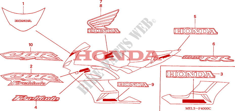 STRIPE/MARK (1) for Honda CBR 1000 RR FIREBLADE 2004