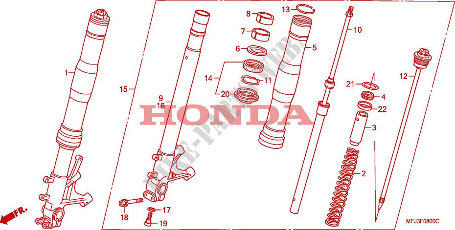 FRONT FORK for Honda CBR 600 RR ABS GREY ORANGE 2011