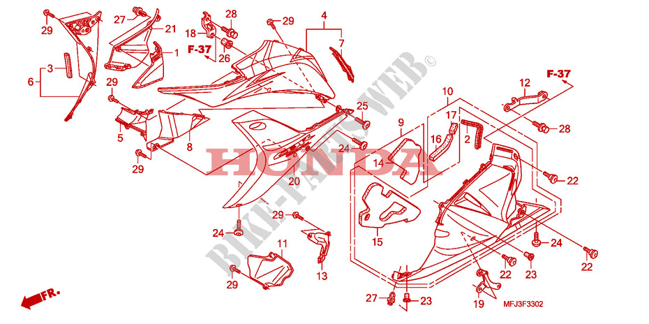 LOWER COWL(L.)(CBR600RR9, A,B/RA9,A,B) for Honda CBR 600 RR GRAY ORANGE 2011