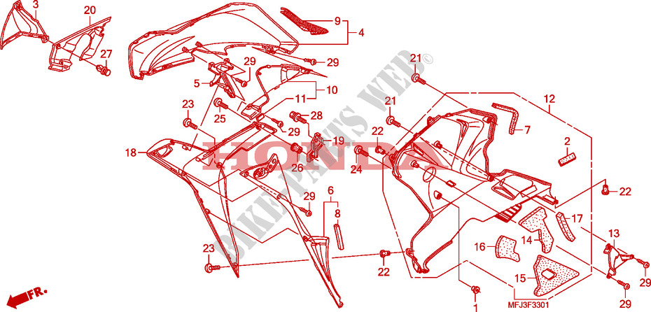 LOWER COWL(R.)(CBR600RR9, A,B/RA9,A,B) for Honda CBR 600 RR TRICOLORE 2011
