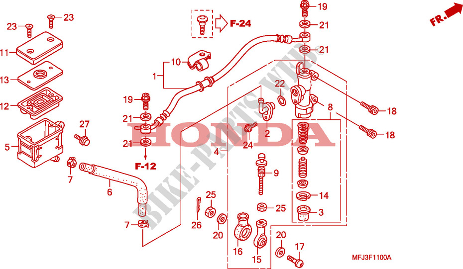 REAR BRAKE MASTER CYLINDER  for Honda CBR 600 RR ALARANJADO CINZA 2011