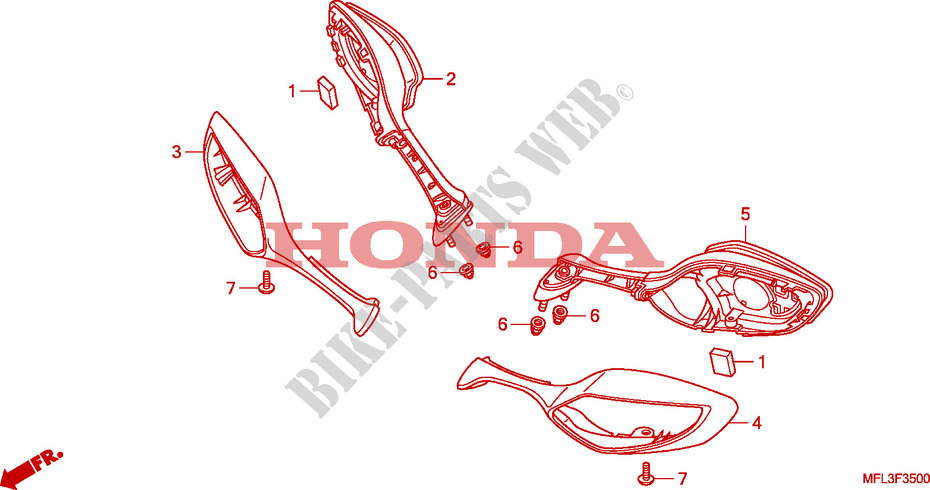BACK MIRROR for Honda CBR 1000 RR FIREBLADE ABS NOIRE 2011