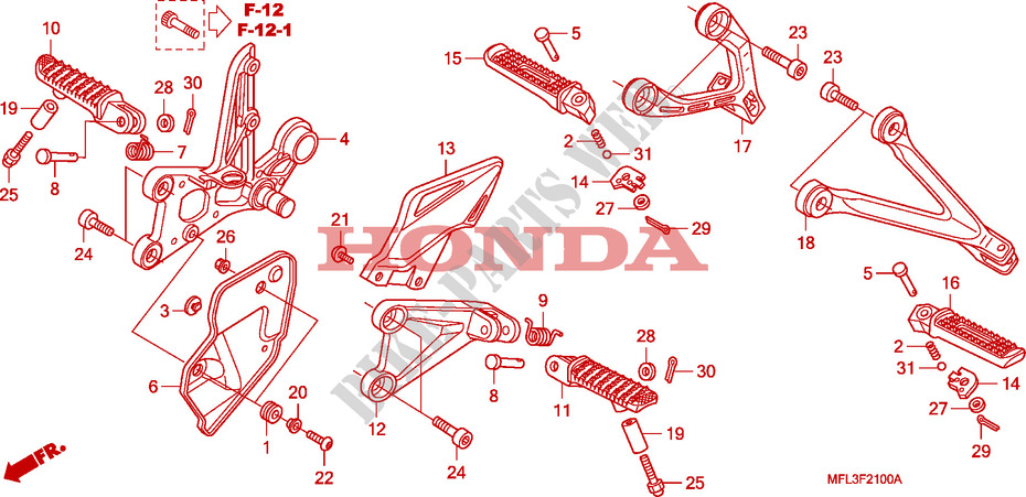 FOOTREST for Honda CBR 1000 RR FIREBLADE NOIRE 2010