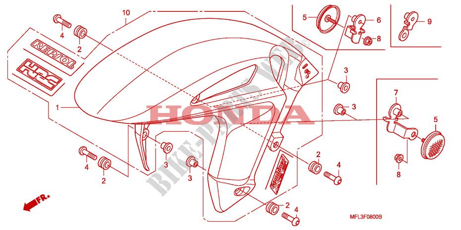 FRONT FENDER for Honda CBR 1000 RR FIREBLADE ABS TRICOLOUR 2011