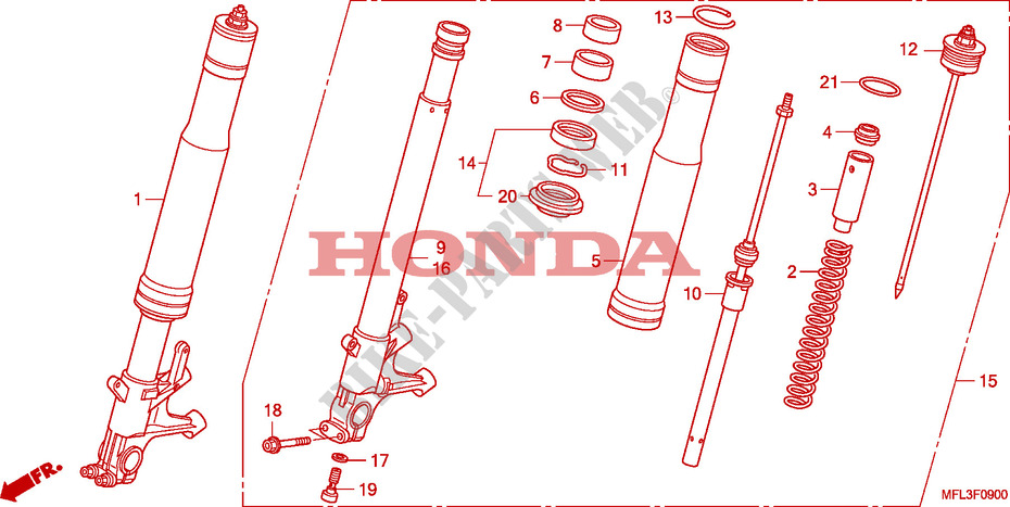 FRONT FORK for Honda CBR 1000 RR FIREBLADE ORANGE 2010