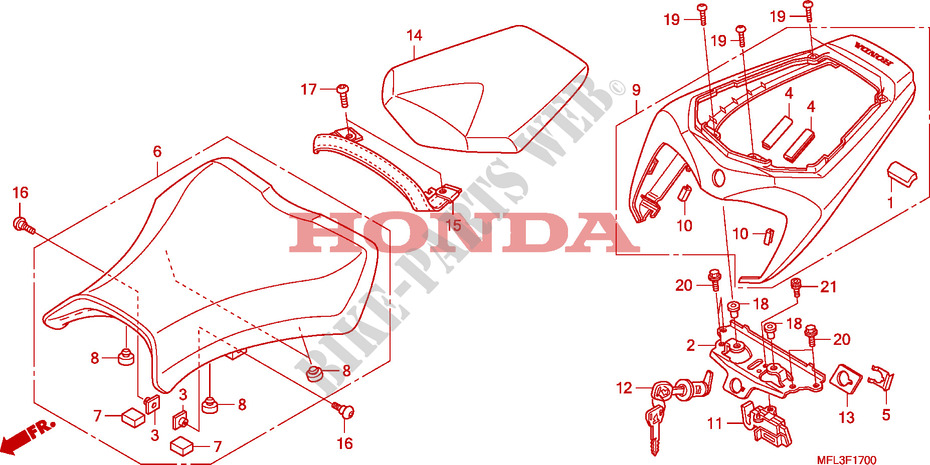 SEAT for Honda CBR 1000 RR FIREBLADE ABS TRICOLOUR 2011