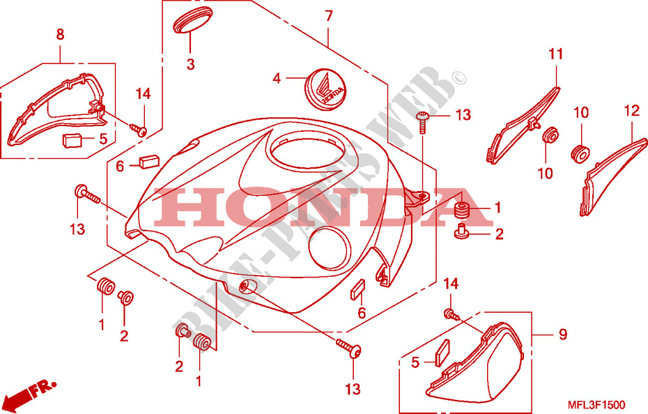TANK COVER for Honda CBR 1000 RR FIREBLADE ABS PRETO 2011