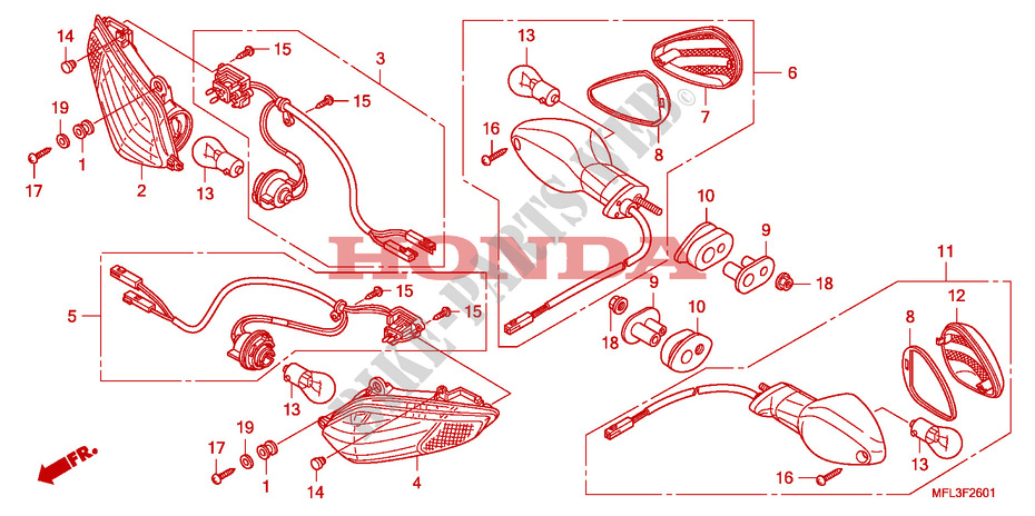 WINKER(CBR1000RR9,A,B/RA9 ,A,B) for Honda CBR 1000 RR FIREBLADE NOIRE 2010