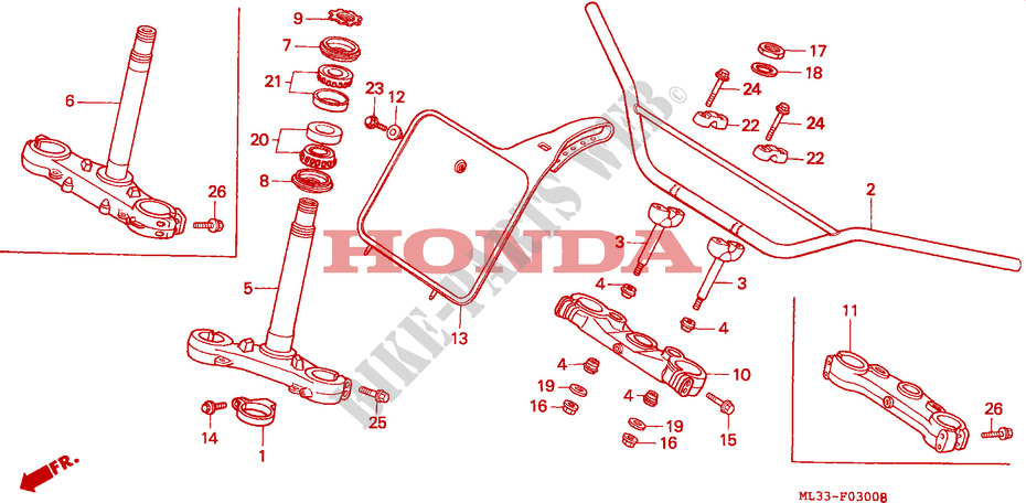 HANDLE PIPE/TOP BRIDGE/ STEERING STEM ( CR500RR) for Honda CR 500 R 1994
