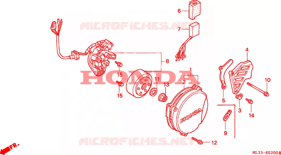 LEFT CRANKCASE COVER - ALTERNATOR Honda MOTO 500 CR 1993  CR500RP