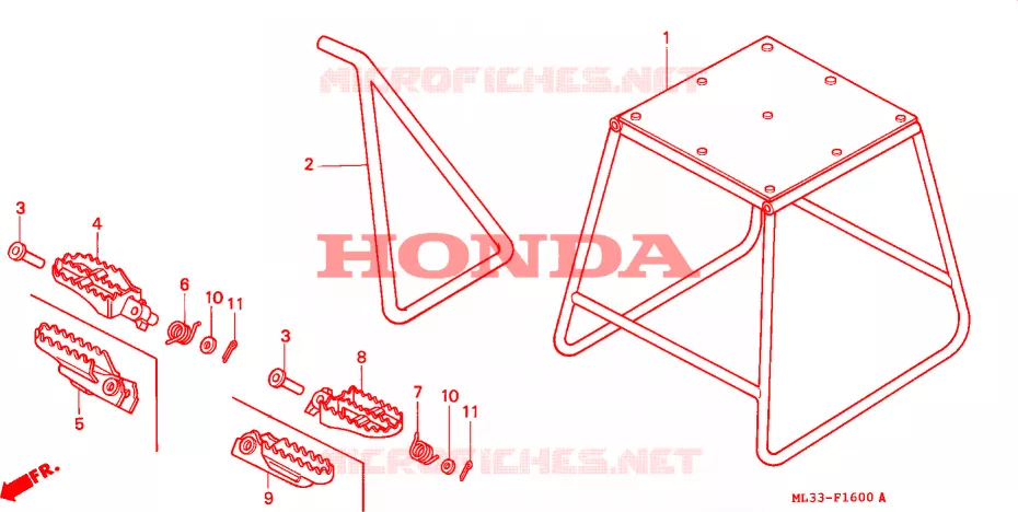 STAND - FOOT REST Honda MOTO 500 CR 1997  CR500RV