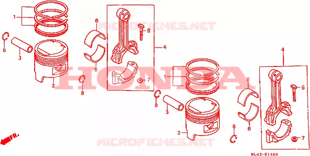 PISTON - CONNECTING ROD Honda MOTO 450 CB 1989  CB450SJ