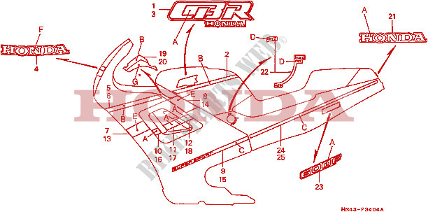 STRIPE (5) for Honda CBR 600 F 1989