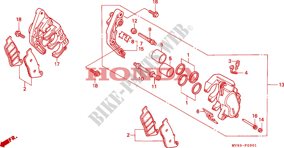 FRONT BRAKE CALIPER (CBR600FS/3F/T/3T/SET) for Honda CBR 600 1996