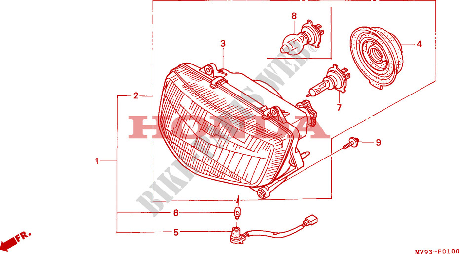 HEADLIGHT for Honda CBR 600 F 27HP 1991