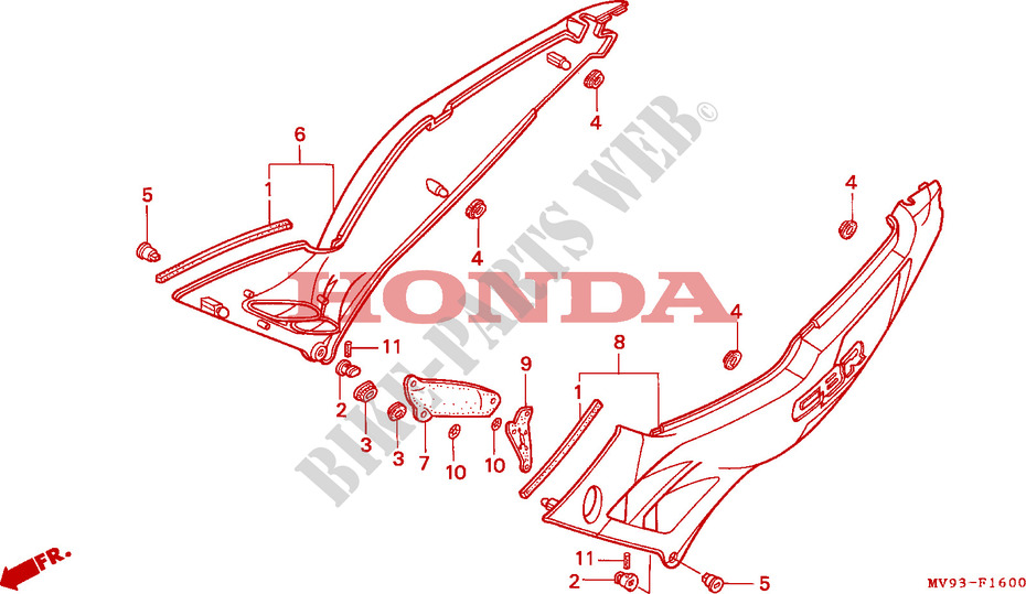 SIDE COVERS for Honda CBR 600 50HP 1996