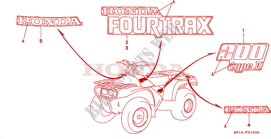 MARK (TRX200D)('92,'93) for Honda TRX 200 FOURTRAX D 1992