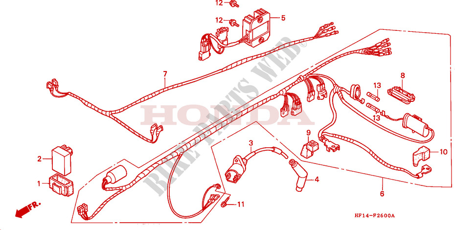 WIRE HARNESS for Honda TRX 200 FOURTRAX D 1993