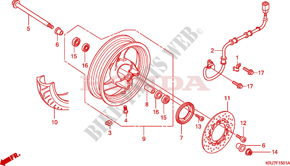 FRONT WHEEL(FES125A)(FES1 50A) for Honda S WING 150 FES ABS SPECIAL 2009