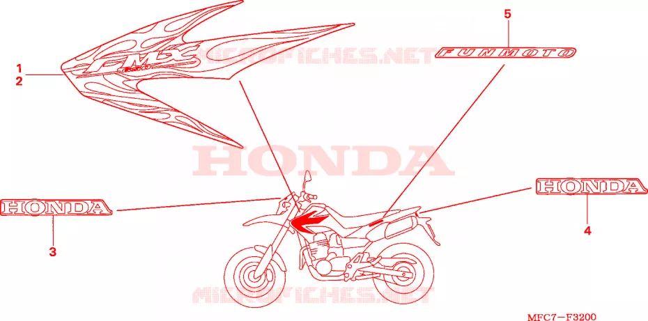 STICKERS Honda MOTO 650 FMX 2005  FMX6505_F
