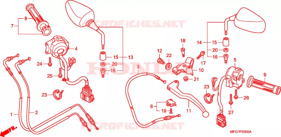 LEVER - SWITCH - CABLE Honda MOTO 600 HORNET 2008  CB600FA7