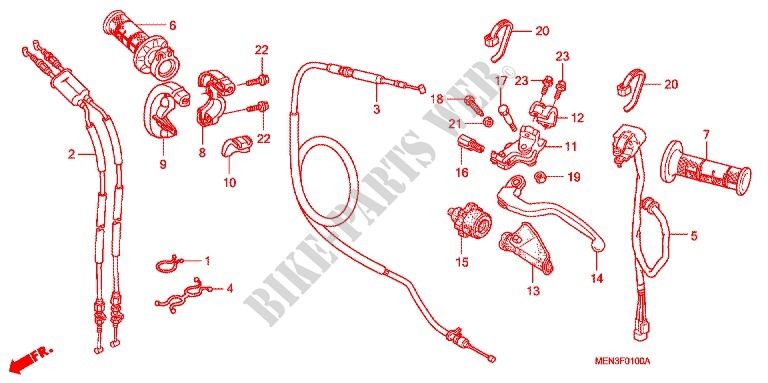 HANDLE LEVER/SWITCH/CABLE (1) for Honda CRF 450 R 2010