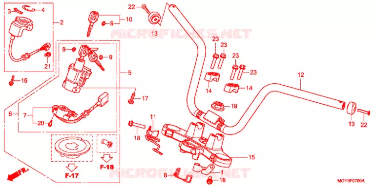 HANDLE PIPE/TOP BRIDGE (2) Honda MOTO 800 CROSSRUNNER 2011  VFR800XB